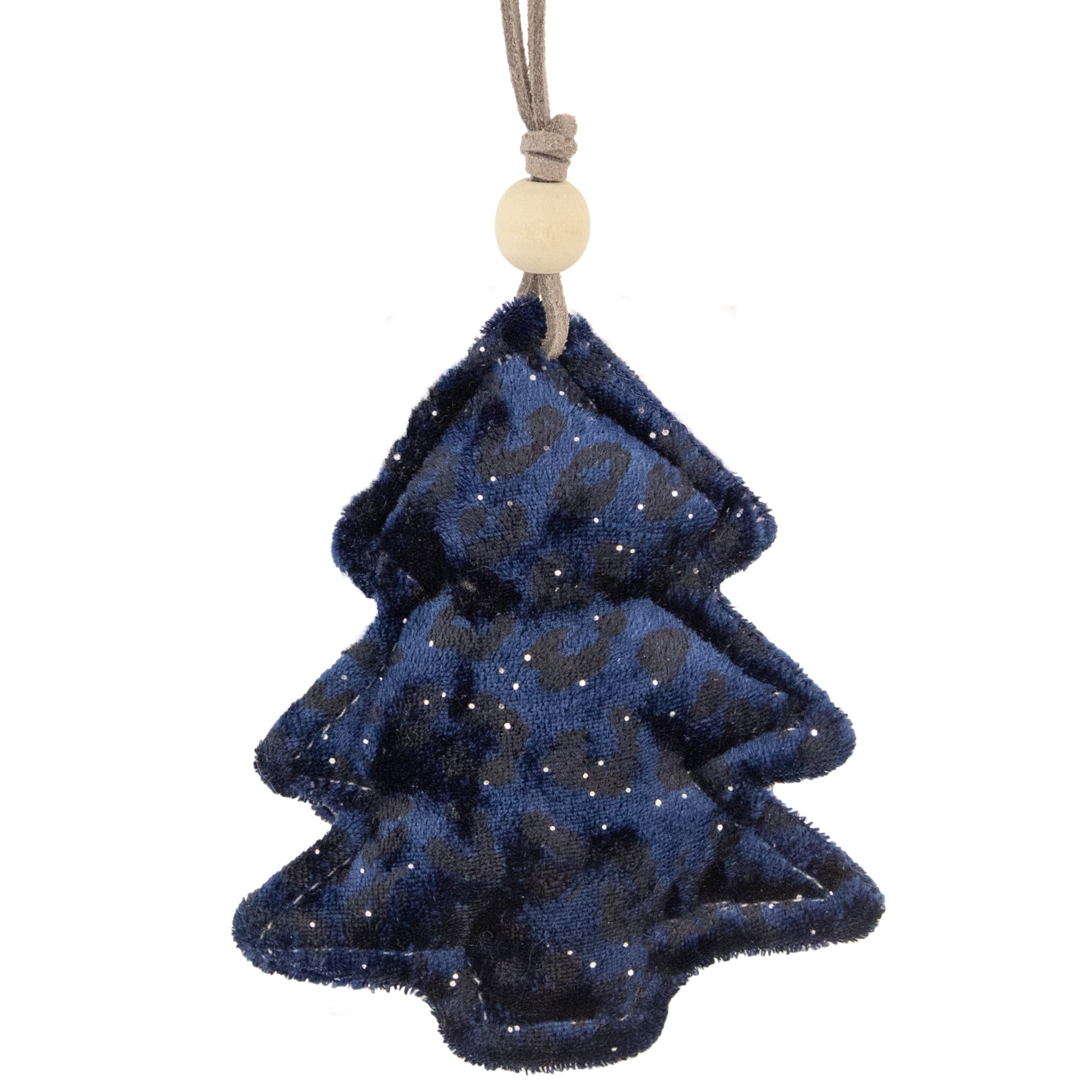Cheetah Print Velvet Tree Christmas Ornament - 4" - Blue and Black